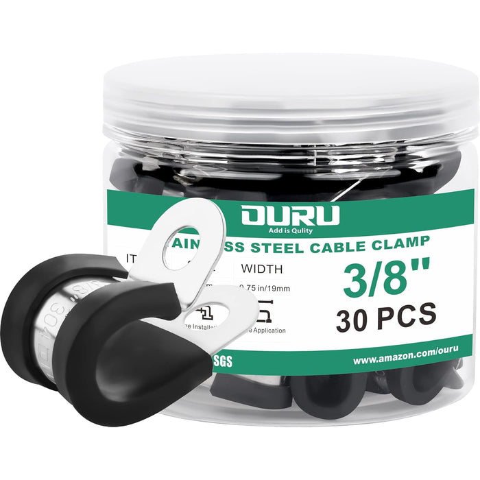 3/8" 304 stainless rubber-cushioned wire rope clamp jar, 30 pcs, OURU kit.