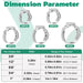 Pex stainless steel crimp rings size chart showing multiple diameters, quantities, and precise clamping ranges for PEX tubing.