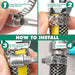 Step-by-step guide showing how to fit stainless hose clips—loosen, position over tube, tighten screw to size, and complete a secure seal.