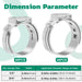 Dimension chart for pex ring crimp assortment, 60pcs 1/2 in and 40pcs 3/4 in, widths 7mm and 9mm, fit 15–23.3mm pipes.