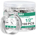 Jar of 100PCS 1/2 inch stainless single-ear rings for pex fittings; 304 steel clamps, clear size marks, leak-free pipe seals.
