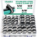 steel rope clamp kit in organizer box, stainless rubber-cushioned P-clamps, sizes 1/4, 3/8, 1/2 inch.
