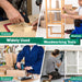 Corner clamp for frames, shelves and cabinets; red aluminum squares guide accurate 90° gluing, drilling and screwing.