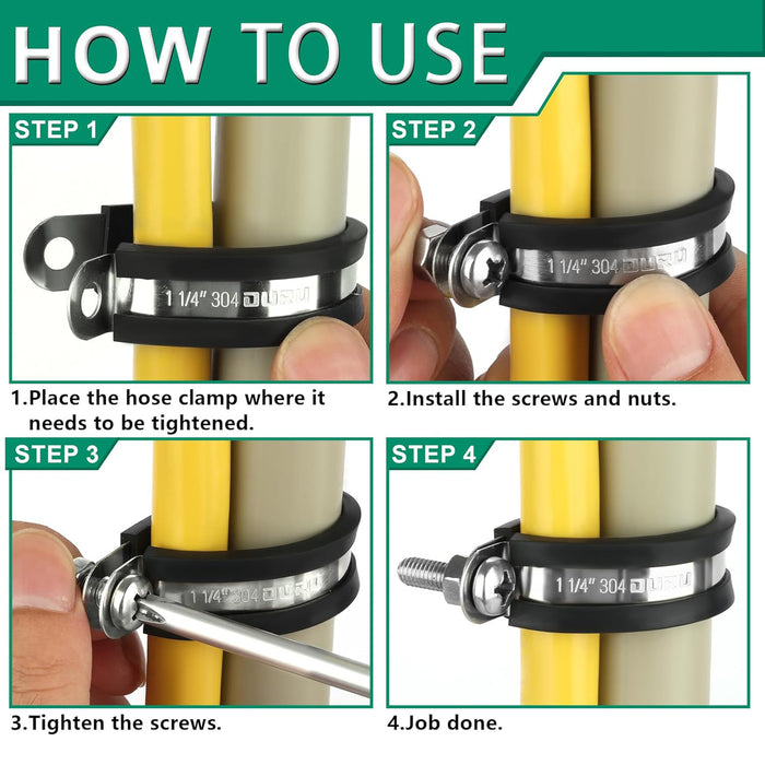How to use electrical cable clamps—step-by-step fastening guide showing screw install on rubber-cushioned clamp.