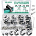 Small metal wire clamps with EPDM cushion and stamped size, rust-proof for electronics or automotive.