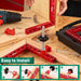 Corner clamps show easy install: insert block, tighten knobbed L-bolt, secure 90°; ideal for panel or frame joints.