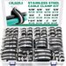 Electrical cable clamp kit in organizer box with labeled sizes for mounting wires, hoses, and tubing.