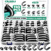 110-piece organizer of rubber-lined steel cable clamp assortment, 10 sizes, 304 stainless.