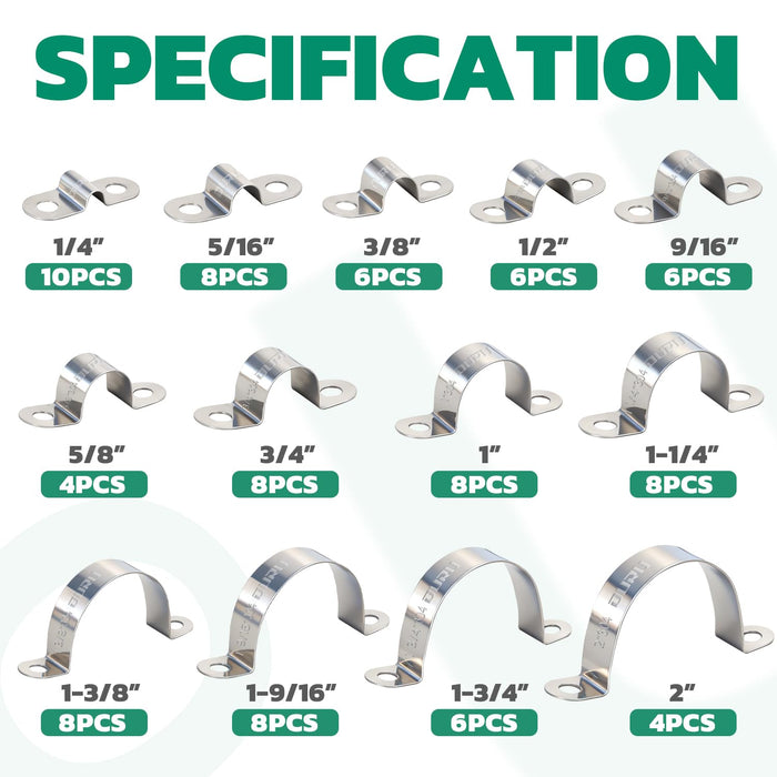 304 Stainless Steel Conduit Clamp Assortment Kit