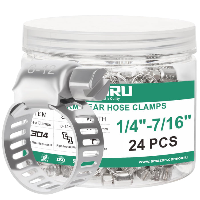 Worm Gear Hose Clamp Silver Color Kit-Bottle