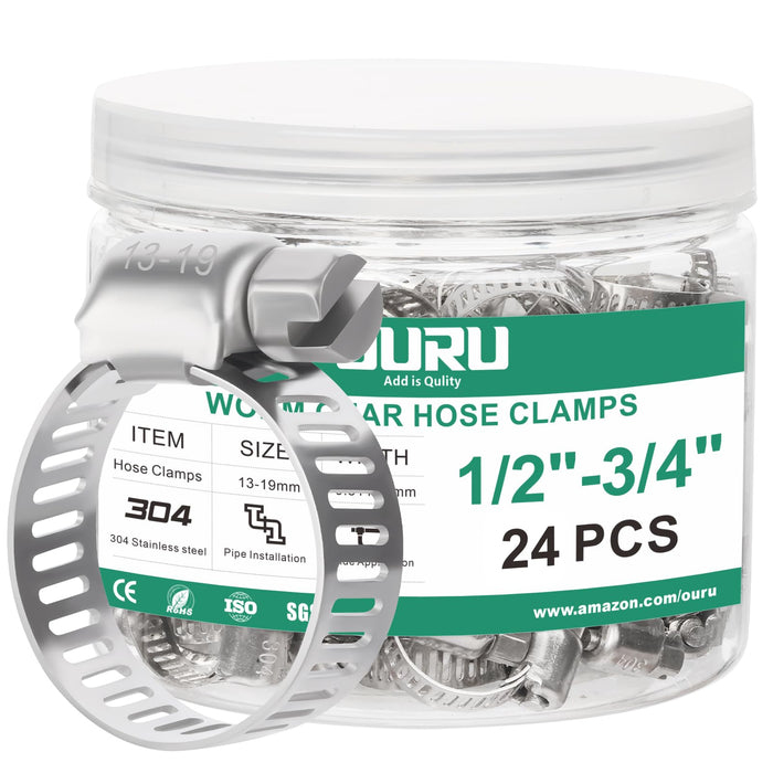 Worm Gear Hose Clamp Silver Color Kit-Bottle