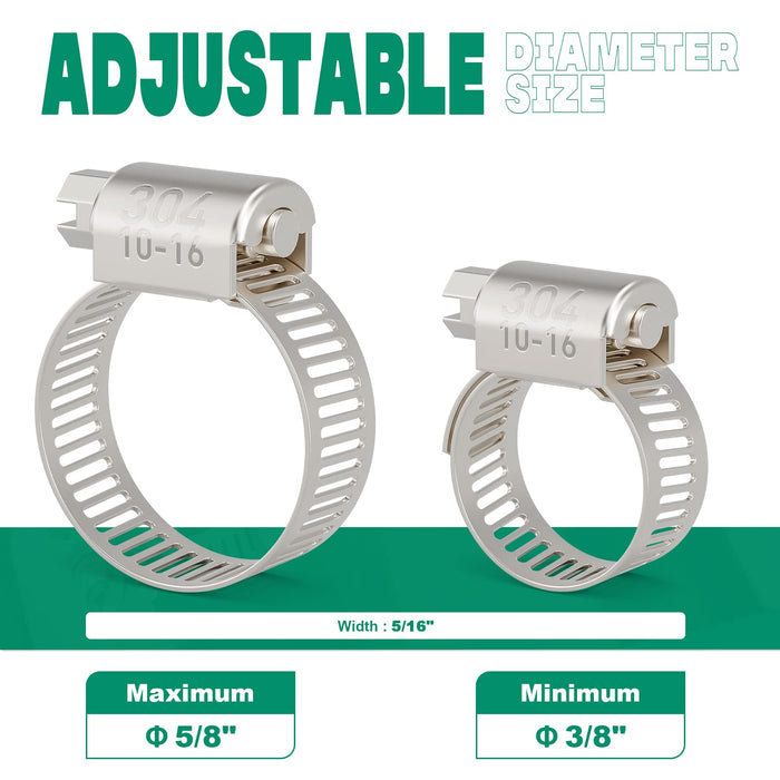 Worm Gear Hose Clamp Silver Color Kit-Bottle
