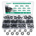 90pcs spring hose clamps kit case with 11 size labels and mixed clamps, ready for quick crimp ring selection, repairs.