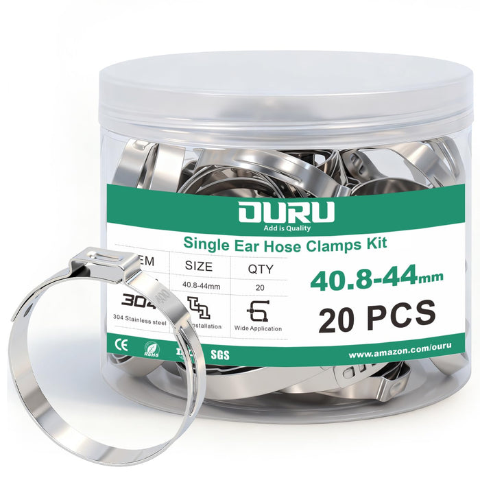 Pex pipe connectors shown in multi size kit, stainless steel cinch style clamps for reliable plumbing installs