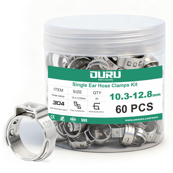 Pex cinch rings set in compartment box, stainless steel single ear clamps for PEX tubing connections systems use