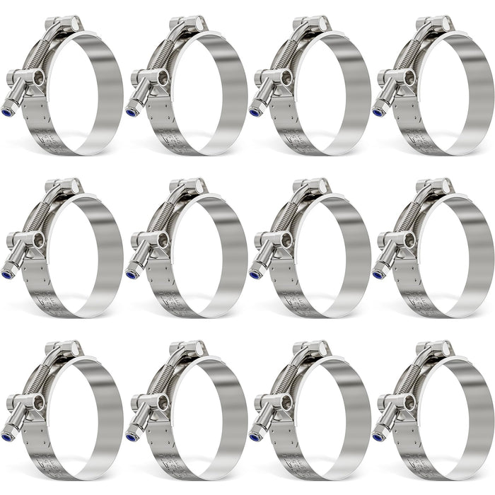 fuel clamps assortment, stainless T-bolt bands 57–65 mm; 19 mm width, high torque design for automotive applications