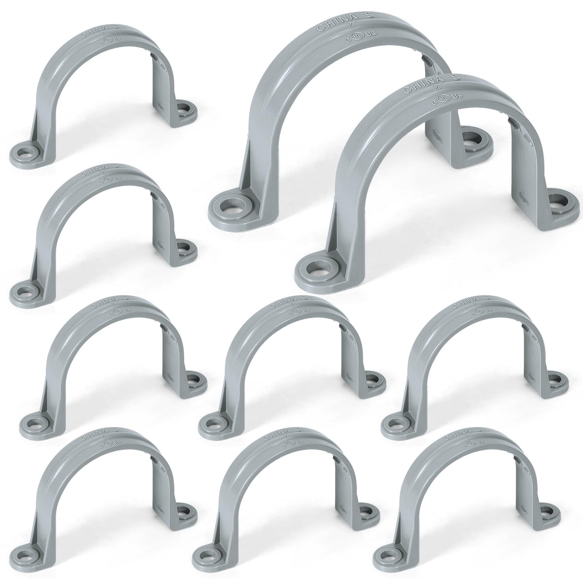 2-4 inch PVC pipe straps in bagged packs