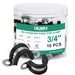 3/4 inch cushioned 304 stainless automotive wire clamps in jar, 16 PCS P-clamps protect hoses and cables during routing.