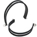 Two 4 inch cushioned stainless large cable clamp pieces, heavy-duty P-clamps securing ducts, hoses, tubes, or conduit.